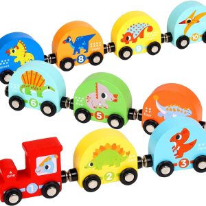 Magnetic Wooden Dinosaur Train Sets For Kids Dinosaur Toys For Toddlers Montessori Preschool Educational Toy For 3 4 5 Year Olds Birthday Gifts For Boys And Girls