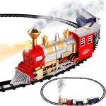 Classic Train Set With Smoke – Train Toys For Kids With Lights & Sounds, Locomotive Engine, Railway Kit Cargo Cars & 11 Feet Of Tracks