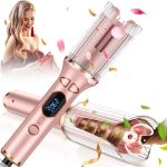 Automatic Curling Iron, Auto Curling With 1 Inch Large Ceramic Barrel [Lasting Styling | Auto Shut ] Dual Voltage Hair Curler W/ 4 Temps & Timer, Auto Rotating Wave Curling Iron Tools