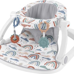 Fisher-Price Portable Baby Chair Sit-Me-Up Floor Seat With Developmental Toys & Machine Washable Seat Pad, Rainbow Sprinkles