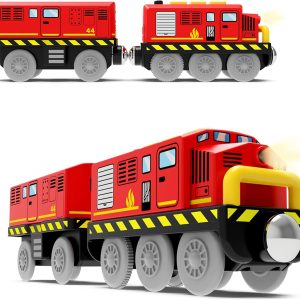 Train Toys Battery Operated Locomotive Train For Wooden Track, Motorized Train For Toddlers With Magnetic Connection, Compatible With Thomas, Brio, Chuggington, Melissa And Doug