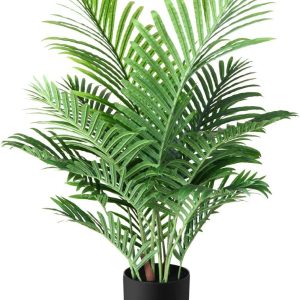 Fopamtri Majesty Palm Plant 3 Feet Artificial Majestic Palm Faux Ravenea Rivularis In Pot For Indoor Outdoor Home Office Store, Great Housewarming Gift