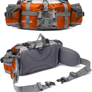 Outdoor Fanny Pack Hiking Camping Biking Waterproof Waist Pack 2 Water Bottle Holder Sports Bag For Women And Men Orange