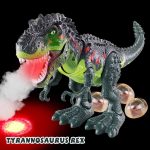 Wesprex Electronic Walking T-Rex: Flame Spray, Water Mist, Laying Eggs, Light Up Eyes, Roaring Sound, Realistic Toy For Kids 3+