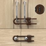 4 Pack Child Proof Sliding Cabinet Door Code Locks Baby Safety Cupboard Locks Adjustable U Shaped Cabinet Latches For Knob Handle Drawers Closet (4 Pcs, Coffee)