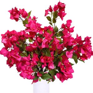 Pack Of 8 Artificial Flowers Stems Silk Bougainvillea Branches For Wedding Centerpieces, Table Runner, Indoor & Outdoor Decoration – 30 Inch (Fuchsia) 1