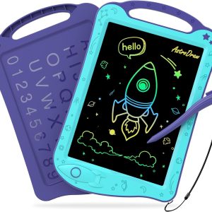 Homestec Astrodraw Drawing Pad Toys, Colorful Lcd Writing Tablet For Kids, Doodle Board For Toddlers 3 4 5 6 Years Old, Travel Sensory Space Toy For Boys Girls, Birthday Gift Idea (Aqua/Purple)