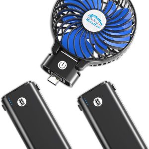 Handfan 10400Mah Portable Handheld Fan With Charger, Rechargeable Personal Hand Fan, Foldable Electric Mini Fan, Battery Operated Cooling Fan For Travel, Beach, Outdoors, Indoors(Blue Blade)