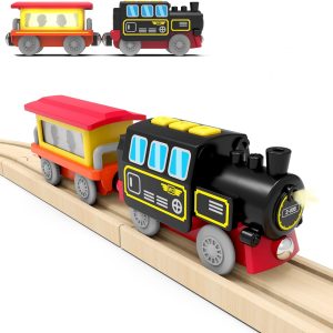 Battery Operated Locomotive Train, Magnetic Train Toy For Wooden Tracks, Motorized Train Compatible With Thomas, Brio, Chuggington, Melissa And Doug (Battery Not Included)