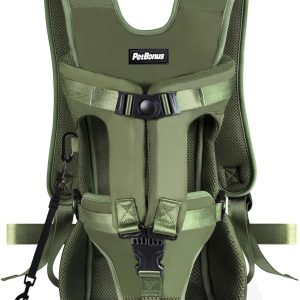 Petbonus Pet Front Dog Carrier Backpacks, Adjustable Backpack Legs Out Easy-Fit Chest Carrier For Medium Small Dogs, Hands Dog Front Carrier For Hiking, Cycling (Army Green, S)