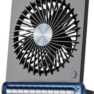 Koonie Portable Desk Fan, 3.5-20Hrs Battery Operated Small Usb Fan With Ultra Quiet 220° Tilt Folding, Rechargeable Personal Fan With 3 Speeds Strong Wind For Home Office Desktop, Black