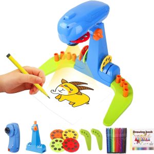 Kids Projection Drawing Sketcher,Smart Drawing Projector Toy,With 32Cartoon Patters And 12Color Brushes,Adjustable Drawing Pattern Size, Smart Art Sketcher Projector 2.0, Kid Learn To Draw And Sketch