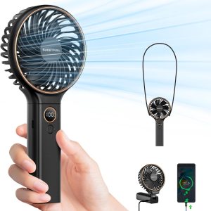 Sweetfull Handheld Fan, Portable Fan, 5000Mah Rechargeable Battery, 6 Speed Wind, Led Display, Personal Mini Travel Fan With Backup Power, Hand Held Fan Usb Foldable Electric Fan For Women Girl