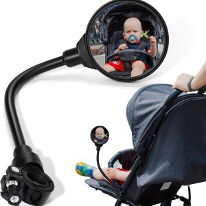 Stroller Mirror, Engage With Your Baby Using A Stroller Rear View Mirror, See The Baby’S Face, Universal Stroller Attachment For Parents Walking, Jogging, And Baby Shower Gifts