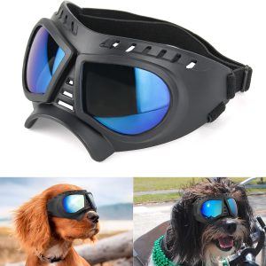 Namsan Dog Goggles Small Breed Uv Dog Sunglasses For Small Medium Dogs Tactical Doggy Glasses Wind/Dust/Fog/Snow Puppy Eye Protection, Wide Snout Rest, Soft Frame, Blue Lens