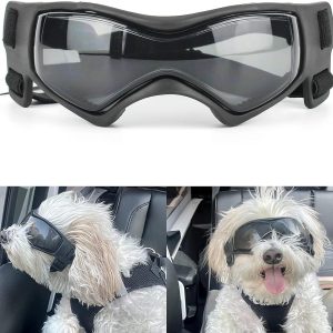 Dog Goggles Medium Breed, Dog Sunglasses Small Breed Dog Eye Sun Light Protection, Uv Protection Goggles For Dog With Adjustable Straps, Medium Black