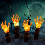 4Pcs Halloween Zombie Hands Pathway Lights, Waterproof Halloween Zombie Arm Stakes Lights For Scary Halloween Outdoor Yard Garden Graveyard Pathway Decorations