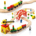 Kipipol Wooden Train Sets For Boys 2-4-7 U2013 38 Pcs Wood Train Set For Toddlers W/Crane, Bridge & Wooden Train Tracks U2013 Train Toys For 3 Year Old Boys & Girls U2013 Fits Thomas Brio Ikea Melissa And Doug