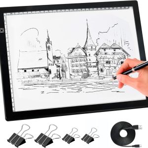 Comzler A4 Led Light Board, 3 Level Dimmable Brightness Usb Power Artcraft Light Table For Tracing, Light Drawing Sketch Pad For Animation, Sketching, Drawing, Stenciling, Artists – Black