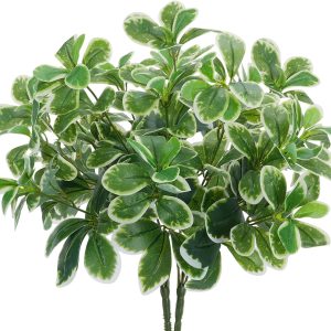 Gtidea Artificial Shrubs Artificial Shrubs Real Touch Artificial Greenery Plants Silk Schefflera Bushes Indoor Outdoor Garden Front Proch Office Home Table Centerpieces Wall Hanging Decor 2Pcs