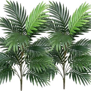 Artificial Palm Tree 30″ Tall Uv Resistant Tropical Areca Faux Plants Monstera Leaves Floral Arrangement Safari Leaves Party Suppliers Decorations