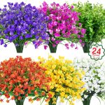 Ouddy Decor 24 Bundles Artificial Flowers For Outdoors Decoration Uv Resistant Flowers Plants Greenery Stems Faux Plastic Shrubs For Garden Patio Porch Window Box Home Indoor Outdoor Decor