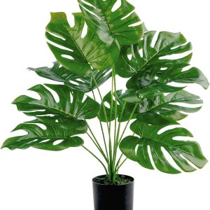 Toopify 19″ Large Plants Artificial Palm Tree In Pot For Indoor And Outdoor Home Office Decor