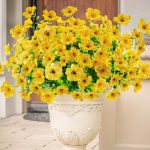 Agusbagli 10 Bundles Artificial Flowers Outdoor Uv Resistant Flowers No Fade Faux Plastic Greenery Shrub Plants For Wedding Home Garden Window Box Fireplace Thanksgiving Christmas Decor, Yellow