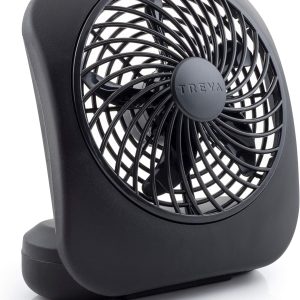 O2Cool Treva 5 Inch Battery Powered Fan Portable Desk Fan 2 Cooling Speeds With Compact Folding & Tilt Design Small Fan Cubicle Accessories Mini Fan Portable (Black)