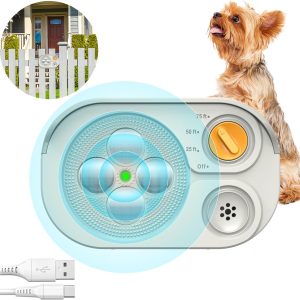 2024New Anti Barking Device, Bark Box Rechargeable Dog Barking Deterrent With 6 Modes/Dual Frequency/Ip65 Waterproof Multi-Ultrasonic Heads Neighbors Dog Silencer Indoor&Outdoor Up To 75Ft (White)