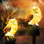 Smilingtown 2 Packs Owl Solar Garden Lights Outdoor Decorative Stake Light Waterproof Owl Decory To Scare Birds Away Yard Patio Lawn Ornaments Halloween Decorations