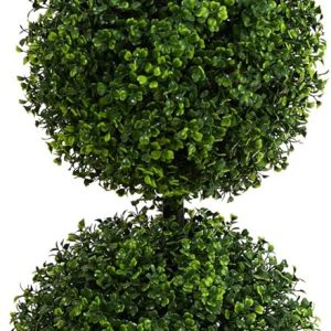 Nearly Natural 3Ft. Artificial Triple Ball Boxwood Topiary Tree (Indoor/Outdoor) T2021, Green