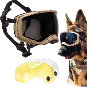 K9 Dog Goggles Tactical Protection Police Exceed Military Standards, Large (Army Brown)