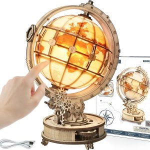 Rokr 3D Wooden Puzzles For Adults-Led Illuminated Wooden Globe Puzzle-Model Building Kits-Room Decor For Teen Girls Boys Women Men