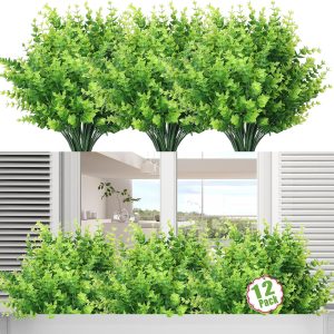 Moulyan 12 Bundles Artificial Flowers For Outdoors Uv Resistant Flowers Faux Plants For Hanging Garden Porch Window Box Outside Decoration,Home Indoor Decor