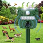 Upgrade Animal Repellent, Ultrasonic Outdoor Cat Solar Powered Squirrels Deterrent With Motion Sensor,Sound,Led Flashing,Waterproof Deer Repeller,Animal Repellent For Dog Bird Skunk Rabbit