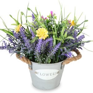 Mixrose Plants Purple Lavender Flowers In Pot 10″ Tall Faux Artificial Potted Plant Greenery For Home Kitchen Patio Coffee Table Farmhouse Aesthetic Bedroom Bathroom Decor