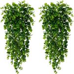 Sggvecsy 4 Pack Artificial Eucalyptus Plants Uv Resistant Plastic Hanging Decor For Indoor Outdoor Walls, Weddings, Patios, Porches