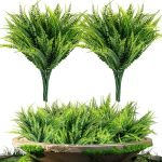 10Pcs Fern Outdoors – Ferns Artificial Plants For Outdoor Ferns That Look Real Boston Faux Fern Stems Indoor Nearly Natural Uv Resistant Outdoor Plants Artificial For Porch Greenery Decor