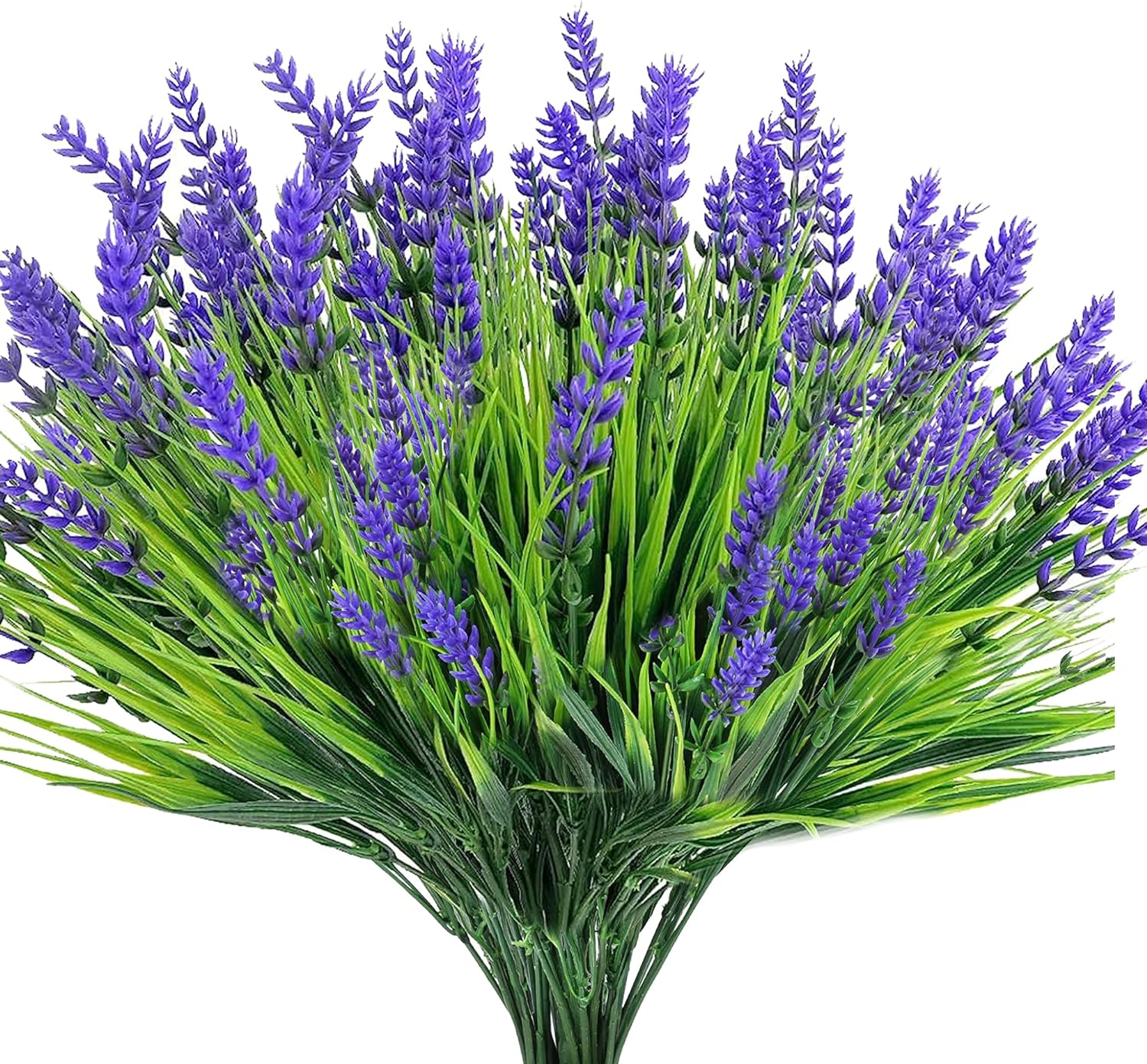 12 Bundles Artificial Plants Outdoor, Uv Resistant Monkey Grass With Lavender Flowers Greenery Stems No Fade Faux Shrubs For Home Garden Window Box Porch Front Patio Office Decor – Purple