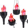 Battery Operated Fake Fire Lamp, 3D Artificial Fire Flames 4 in 1 Campfire Realistic Effect, Flame Bowl Hanging Flame Light