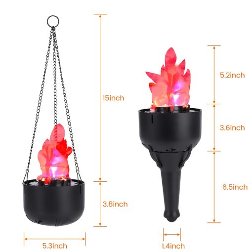 Battery Operated Fake Fire Lamp, 3D Artificial Fire Flames 4 in 1 Campfire Realistic Effect, Flame Bowl Hanging Flame Light