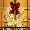 Christmas Decorations Lighted, Christmas Wreath LED Warm Light, Hanging Glowing Wreath for Front Door Wall