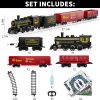 Christmas Train, Electric Train Set with Retro Classic Steam Engine Wagon, Battery Powered Train Playset with Smoke Lights and Sounds