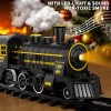 Christmas Train, Electric Train Set with Retro Classic Steam Engine Wagon, Battery Powered Train Playset with Smoke Lights and Sounds