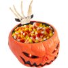 Halloween Candy Bowl, Animated Pumpkin Candy Holder, Lighted Red Eyes and Sound Candy Dish with Motion Activated