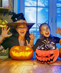 Halloween Candy Bowl, Animated Pumpkin Candy Holder, Lighted Red Eyes and Sound Candy Dish with Motion Activated