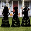 Hocus Pocus Halloween Decorations Outdoor, 3 Large Black Witches Yard Signs With Led Lights, Halloween Decorations Outside Silhouette Yard Signs With Stakes For Garage Door Yard Garden Lawn