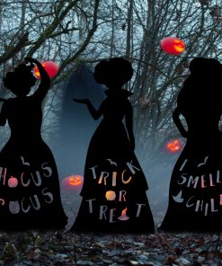 Hocus Pocus Halloween Decorations Outdoor, 3 Large Black Witches Yard Signs With Led Lights, Halloween Decorations Outside Silhouette Yard Signs With Stakes For Garage Door Yard Garden Lawn