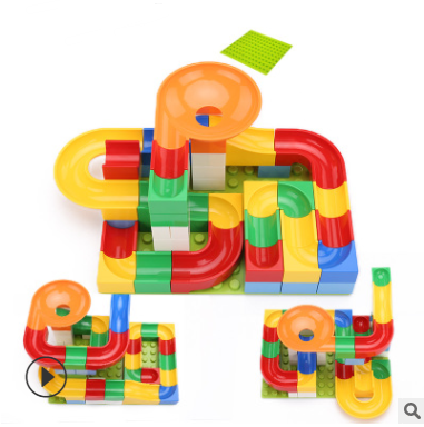 Marble Run Building Blocks, Classic Big Blocks STEM Toy Bricks Set Kids Race Track